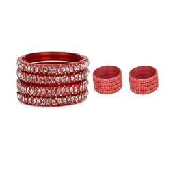 SOMIL Set Of 12 Red Alloy Artificial Stones and Beads Bangles-image-77