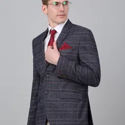 Cantabil Checked Single Breasted Formal Blazer-image-72