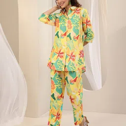 Libas Floral Printed Shirt With Trousers Co-Ords-27