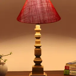 Devansh Pink Frusturical Shaped Wooden Table Lamp-49