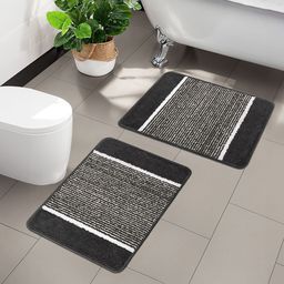 Kuber Industries 3 Pcs Grey Anti-Skid Door Mats-29