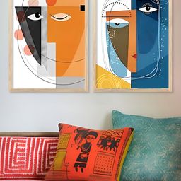 Kotart Brown & Yellow 2 Piece Wood Abstract Wall Paintings-picture-7