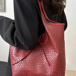 LULU & SKY Textured PU Structured Shoulder Bag With Cut Work-20