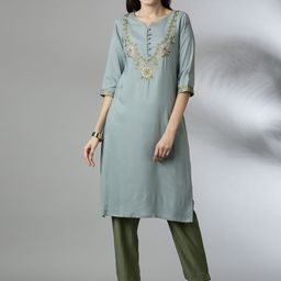 Anouk Women Embroidered Thread Work Kurta-image-55