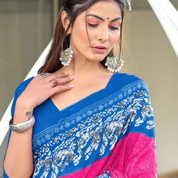 LeeliPeeri Designer Batik Block Print Saree image 2