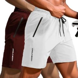Pack of 2 Solid Men White, Maroon Sports Shorts-image-43