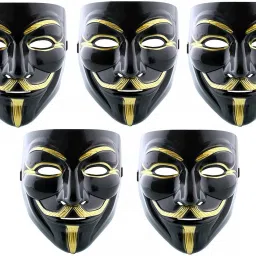 Vendetta Comic Face Anonymous (Black) Gift Set Of 5 Pcs Party Mask Party Mask-picture-12