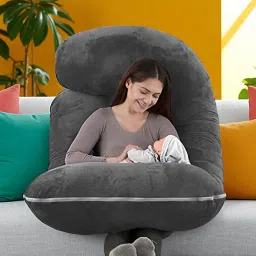 J Shaped Microfibre Solid Pregnancy Pillow Pack of 1-image-56