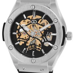 GIO COLLECTION Men Black Skeleton Dial & Black Straps Analogue Automatic Motion Powered Watch image 3