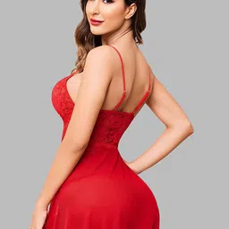 FIMBUL Self Design Shoulder Straps Net Baby Doll image 3