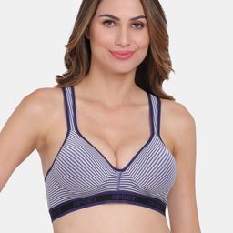 Amour Secret Blue & Black Lightly Padded Sports Bra-image-90