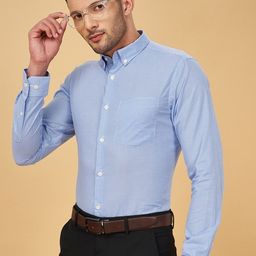 Peregrine by Pantaloons Slim Fit Micro Checks Opaque Cotton Formal Shirt-image-61