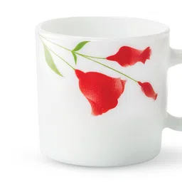 Larah by BOROSIL White & Red Printed Opalware Glossy Mugs Set of 6 Cups and Mugs image 5