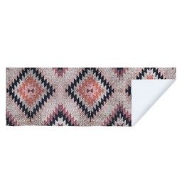 Mona B Pink & Black Geometric Printed Vintage Rectangular Floor Runner image 3
