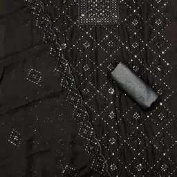SHADOW & SAINING Geometric Embellished Sequinned Unstitched Dress Material image 3