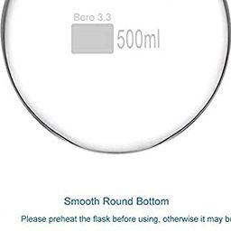 Salco Borosilicate Glass Long Neck Round Bottom boiling Flask, Borosilicate Glass with Heavy Wall Round Bottom Boiling Flask RBF (500 ml) image 5