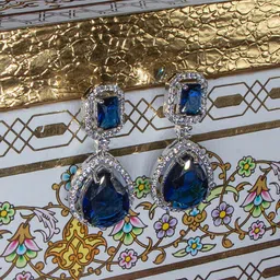 Manikya Rhodium-Plated Teardrop Shaped Drop Earrings image 3