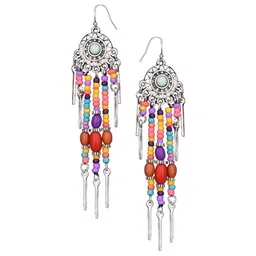 Young & Forever Silver-Plated Teardrop Shaped Oxidized Drop Earrings image 3