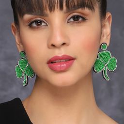AQUASTREET Leaf Shaped Beaded Drop Earrings-5