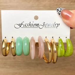 Bohey by KARATCART Set of 5 Gold-Plated Contemporary Half Hoops Earrings image 3