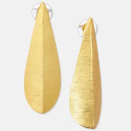 ATIBELLE Gold-Plated Leaf Shaped Drop Earrings image 2