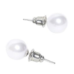 OOMPH Set Of 2 Silver-Plated Cubic Zirconia & Pearl Contemporary Studs Earrings image 3