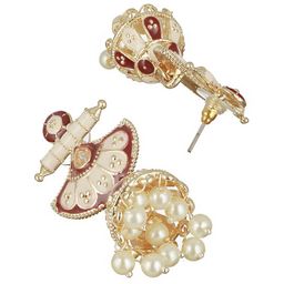 Jazz and Sizzle Gold-Plated Beaded Dome Shaped Meenakari Jhumkas image 5