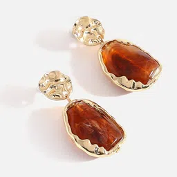 SOHI Gold-Plated Contemporary Drop Earrings image 3