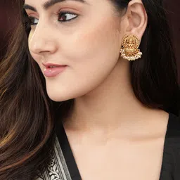 Rubans Gold-Toned Classic Divine Lakshmi Studs Earrings-13