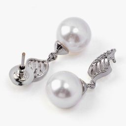 justpeachy Rhodium-Plated Stone Studded Classic Drop Earrings image 3