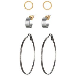 aadita Set Of 6 Silver & Gold-Plated Geometric Hoop and Studs Earrings image 5