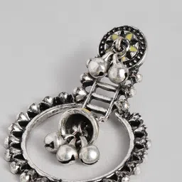 Sangria Oxidised & Enamelled Artificial Beaded Circular Drop Earrings image 3