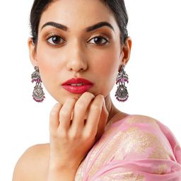 Anouk Silver-Toned Contemporary Jhumkas Earrings-51