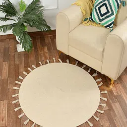 COMFIDELITAS Beige Printed Cotton Round Carpet-image-76