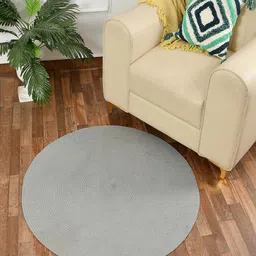 COMFIDELITAS Grey Braided Cotton Round Floor Mat-49