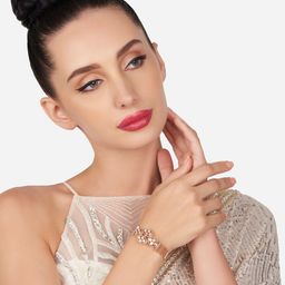 Zaveri Pearls Women Rose Gold-Plated Cubic Zirconia Kada Bracelet-image-83