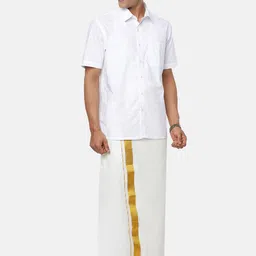 Ramraj Pure Cotton Double Layer Dhoti With Zari Border image 2