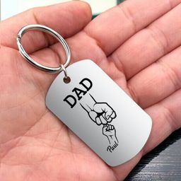 m men style Personalized Custom Big Hands Small Hands Name Keychain Parents And Child Fist Bump Keyring Bikes/Car/Double Key Ring/Office Home Keychain image 3