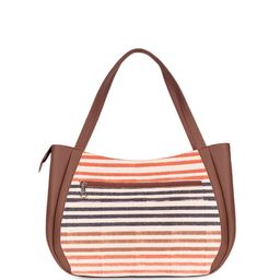 ZOUK Striped Oversized Structured Jute Shoulder Bag Up To 16 Inch image 4