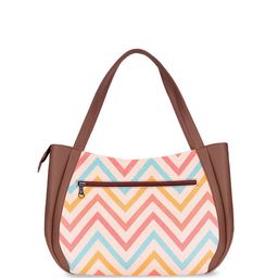 ZOUK Geometric Printed Structured Jute Shoulder Bag Up to 16 inch image 4
