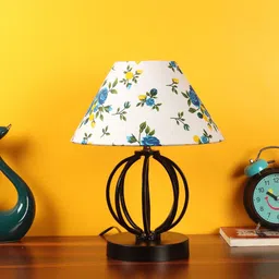 Devansh Multicoloured Printed Cotton Table Lamp With Iron Base image 2