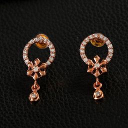 ZINU Women White Cubic Zirconia studded Rose Gold Plated Drop Earrings-26