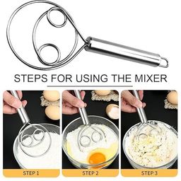 generic JAKES Atta Kneader Dough Maker with Stainless Steel Food Processor Roti Atta Blender Beater Manual Flour Mixer for Egg, Bread, Cake, Pastry, Pizza Dough image 3