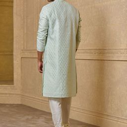 Tasva Ethnic Motifs Printed Regular Linen Kurta with Churidar image 3