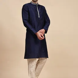 Moda Rapido Men Ethnic Motifs Yoke Design Regular Thread Work Kurta with Pyjamas image 5