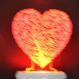 NMII Green & Red Printed Heart With Tree Acrylic 3D Illusion Plug Night Lamp image 2