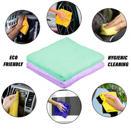 Kuber Industries 3 Pieces Green & Lavender 400 GSM Microfiber Kitchen Towels image 2