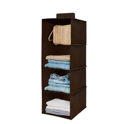 Kuber Industries Brown 2 Pieces 4 Shelf Foldable Non-Woven Multi-Utility Hanging Organiser image 5