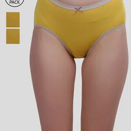 Amour Secret Women Yellow Pack Of 3 Solid Hipster Briefs-image-54