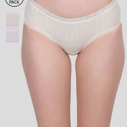 Amour Secret Women Pack Of 3 Purple & Cream Colored Self Design Hipster Briefs-image-52